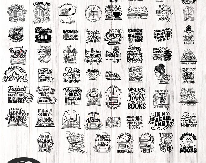 55 book lover SVG, Book Lover DXF, Book Quote Skull Png, Funny Bookish Png, Trendy Retro book  Groovy Wavy Digital Download
