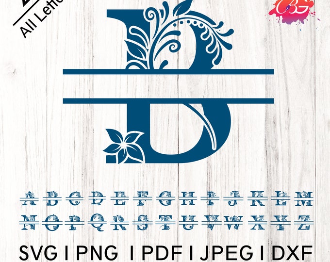 DIY Split Monogram Alphabet - Downloadable SVG File for Home Decor and Crafts, Split Monogram Alphabet SVG Bundle Split Monogram Letters svg