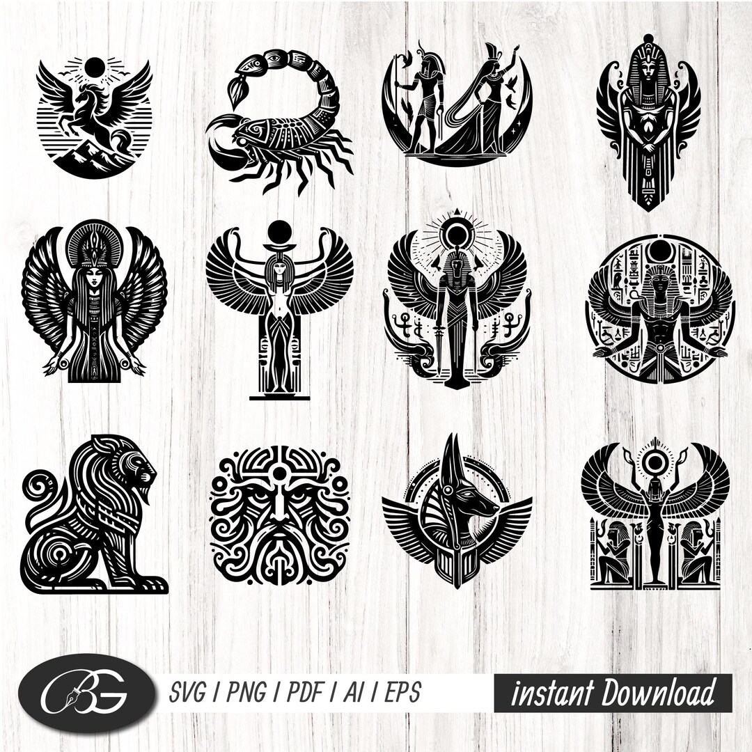 Egyptian Hieroglyphs SVG & PNG Bundle: Digital Cut Files - Etsy