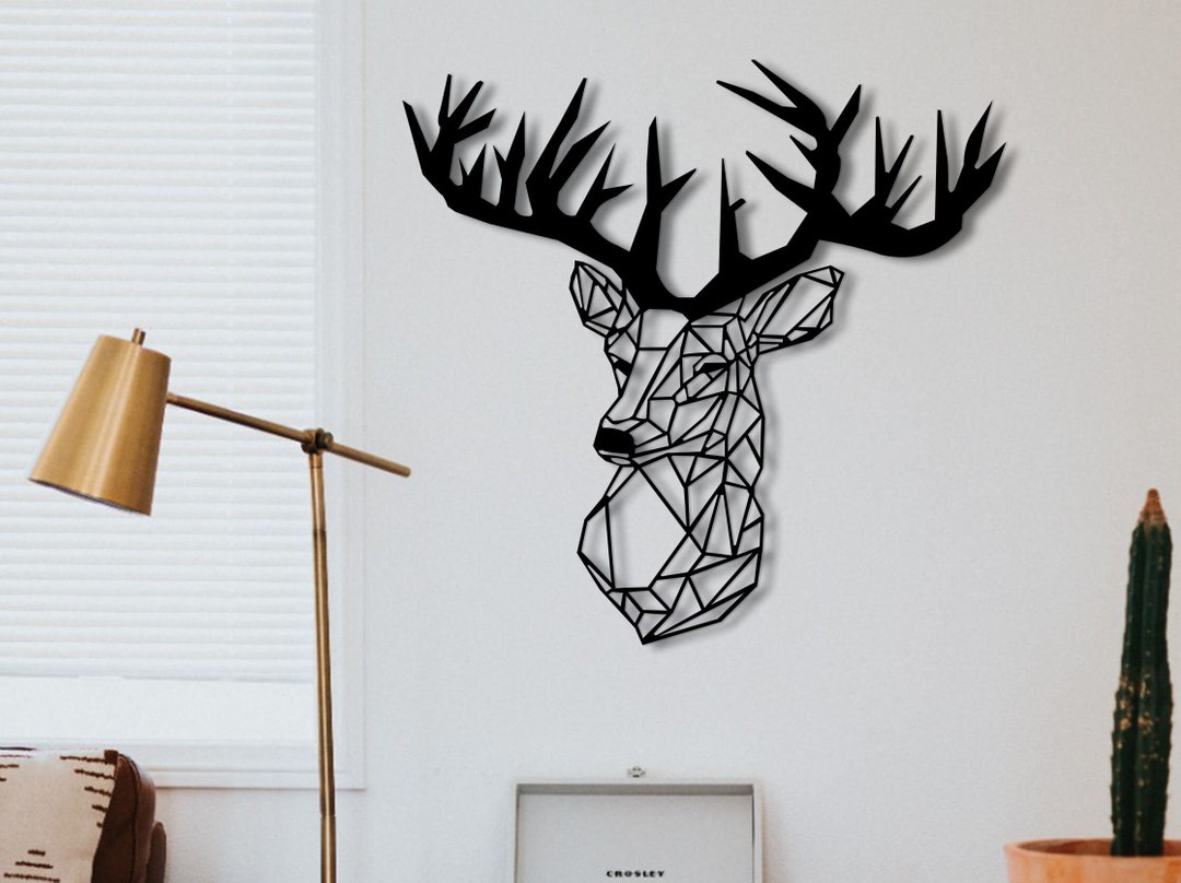 Deer Head Metal Wall Art Housewarming Gift Geometric Wall Etsy