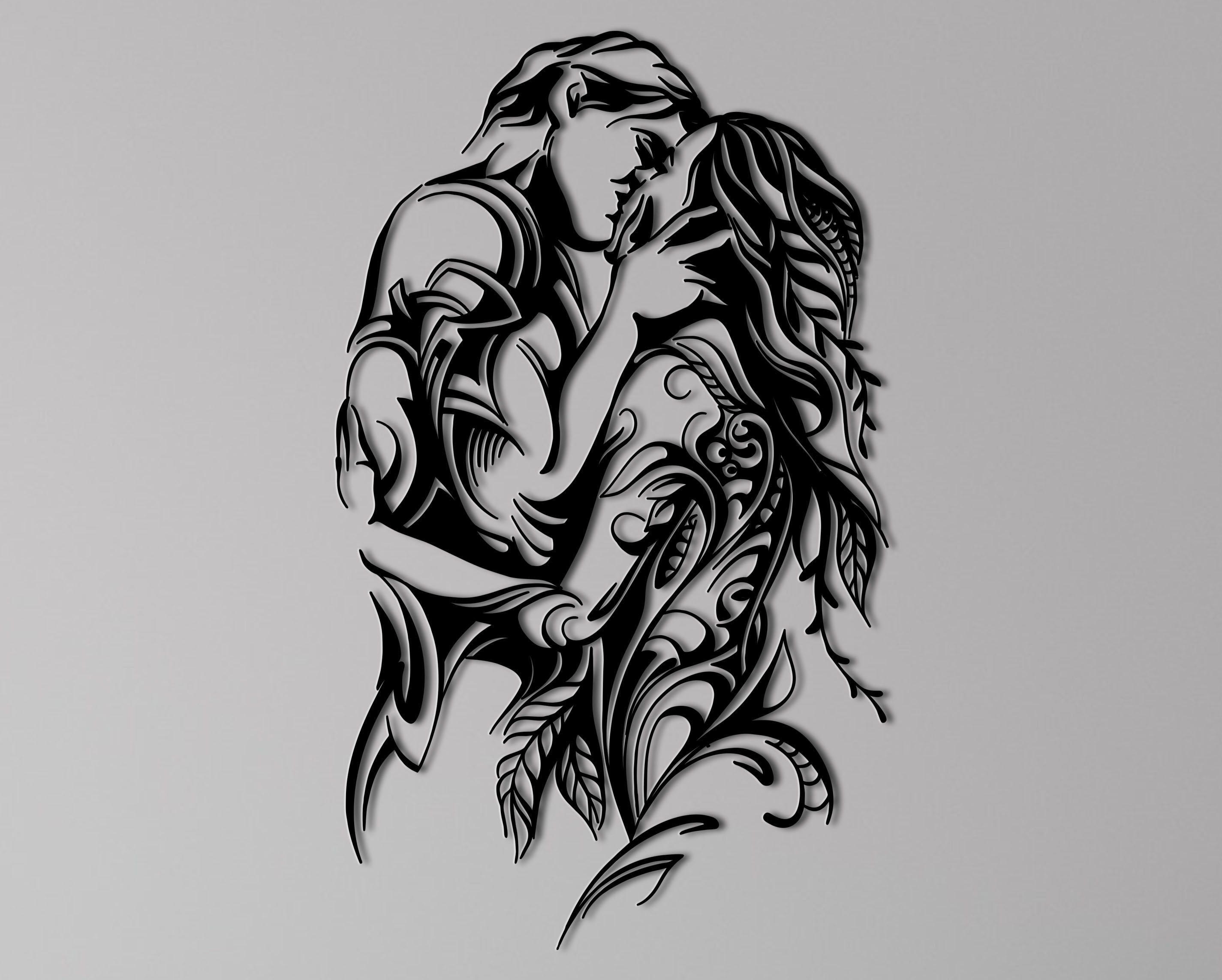 Two Lovers Metal Wall Art, Gift for Couple, Valentine Gift, Wall Decor