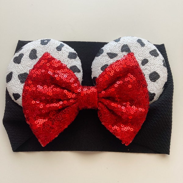 Mouse Ears, Mouse Ear Headbands, Dalmatian Ear Headbands, Dalmatian Ears, Dalmatian Bows, Baby Dalmatian Ears