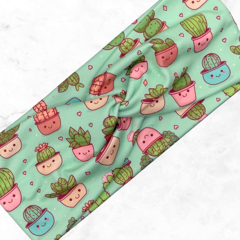 Twist Headband, Turban Twist Headband, Soft and Stretchy Headband, Cactus Lover Gifts, Cactus headband, Cute Cactus Gifts bild 2