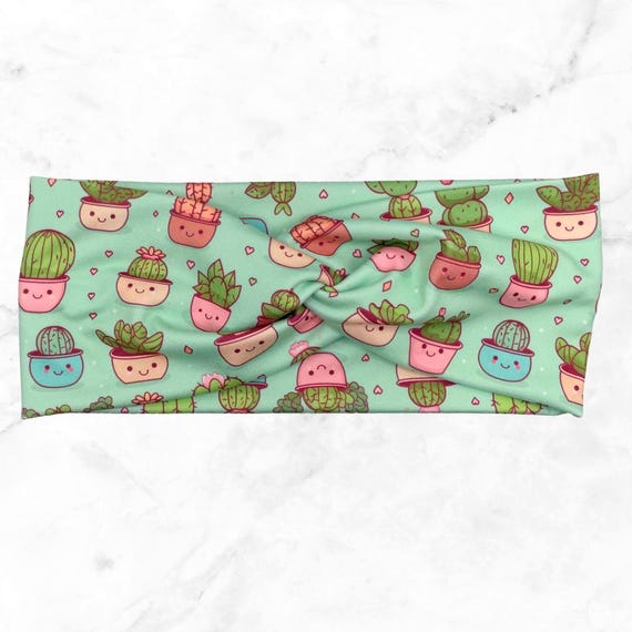 Twist Headband, Turban Twist Headband, Soft and Stretchy Headband, Cactus Lover Gifts, Cactus headband, Cute Cactus Gifts