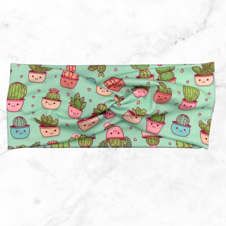 Twist Headband, Turban Twist Headband, Soft and Stretchy Headband, Cactus Lover Gifts, Cactus headband, Cute Cactus Gifts bild 1