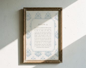 Psalm 23 Art Vintage Floral Bible Verse Print: Modern Christian Home Decor (PDF)