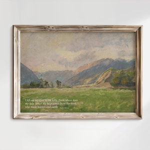 I lift up my eyes to the hills Psalm 121 art print Bible Vintage Painting Wall Art Modern Christian Home Decor Scriptures Prints artwork