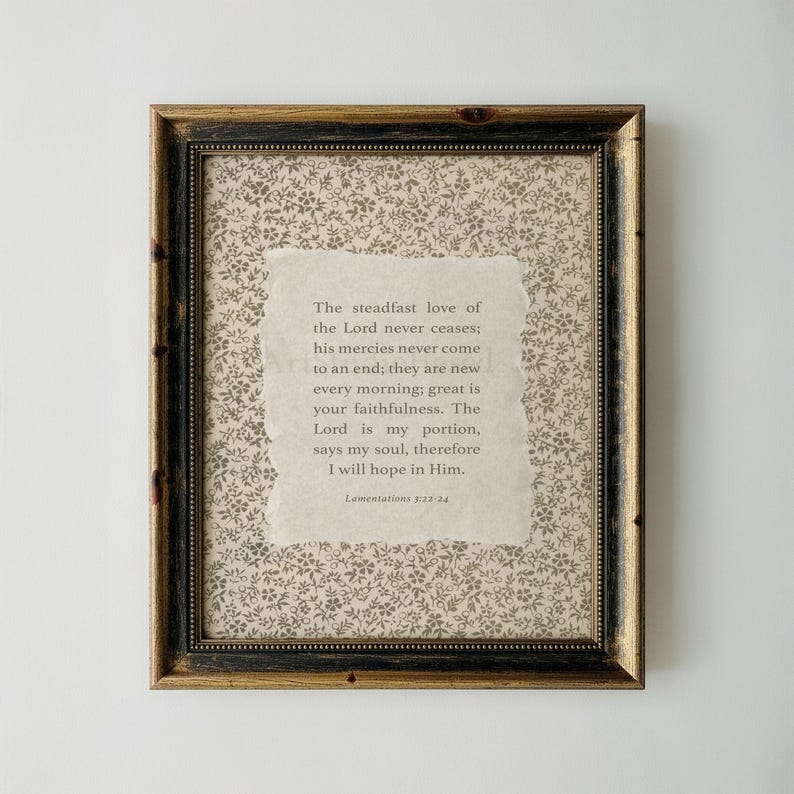 Lamentations 3 Scripture Art Print: Vintage Christian Home Decor (Digital Download image 11