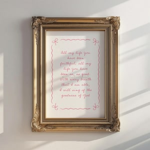 Goodness of God Wall Art Sign Christian Worship Quote Art Prints Decor Gift Comforting Bible Verse Bedroom Pink Christian Girl decor