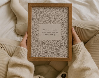 Lamentations 3 Scripture Print: Vintage Floral Christian Home Decor (Digital Download)