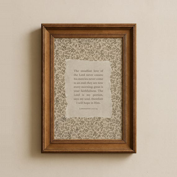 Lamentations 3 Scripture Art Print: Vintage Christian Home Decor (Digital Download