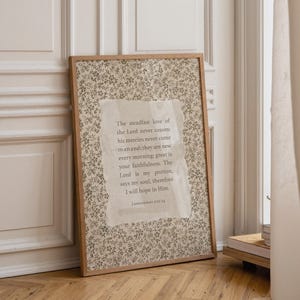 Lamentations 3 Scripture Art Print: Vintage Christian Home Decor (Digital Download image 8