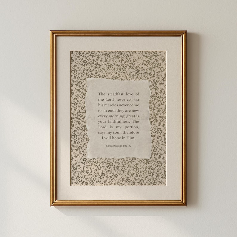 Lamentations 3 Scripture Art Print: Vintage Christian Home Decor (Digital Download image 10