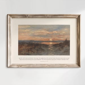 Lamentations 3:21-24 Art Scriptures Artwork Vintage Painting Landscape Modern Christian Home Decor Biblical Aesthetic Prints Bible artwork