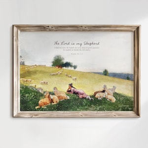 Psalm 23 Vintage Art Print: Christian Home Decor (Digital Download)
