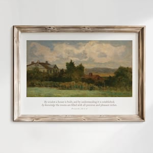 Sprüche 24: 3-4 Vintage Landschaft Bibel Vers Druck (Digitaler Download