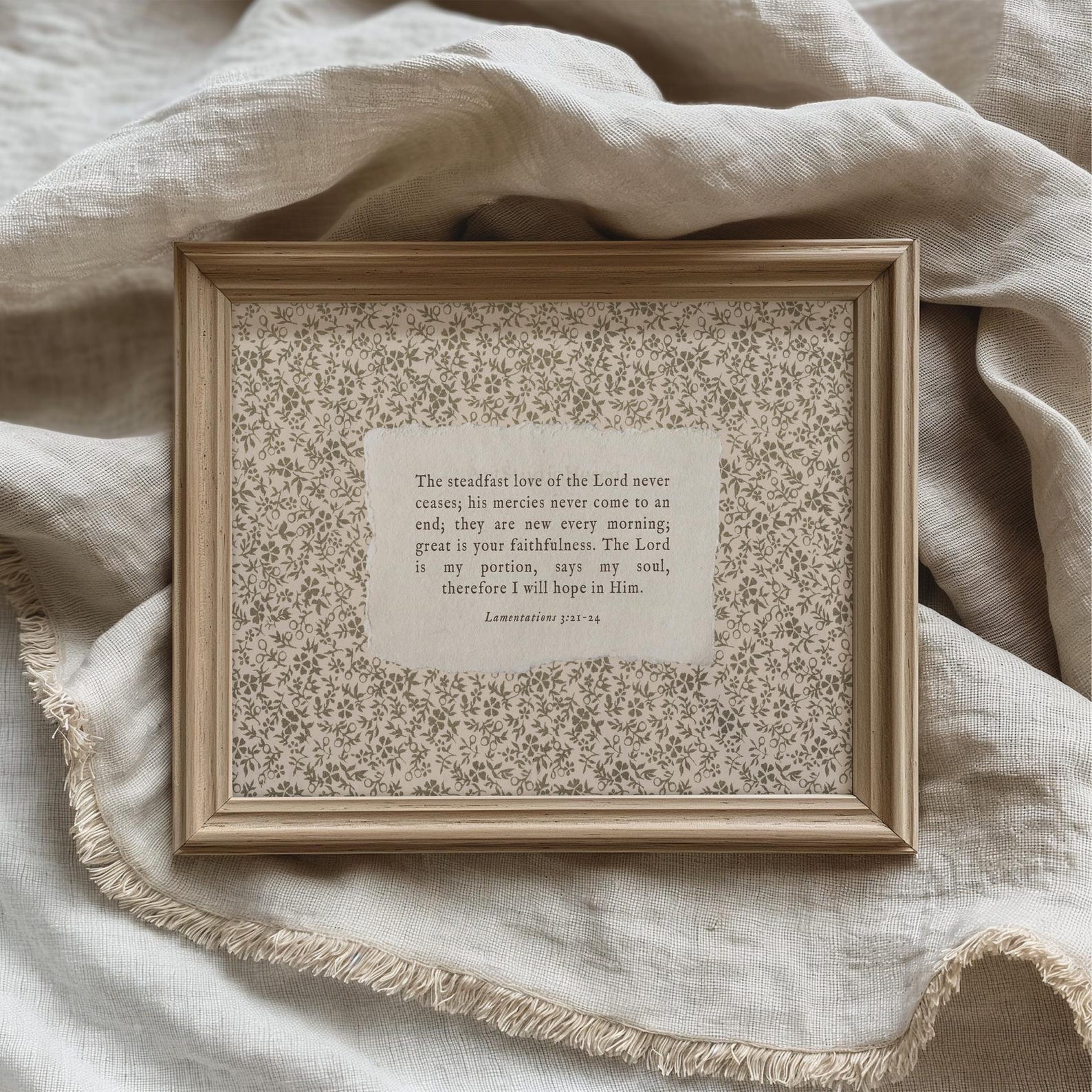Lamentations 3 Scripture Art Print: Vintage Christian Home Decor PHYSICAL PRINT - 24x36