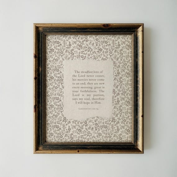 Lamentations 3 Scripture Art Print: Vintage Christian Home Decor (Digital Download