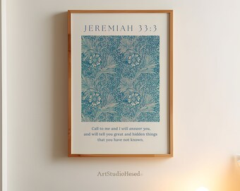 Jeremiah 33:3 Modern Christian Home Decor Bible Aesthetic Artwork  Biblical Vintage Painting Landscape Christian Art Print