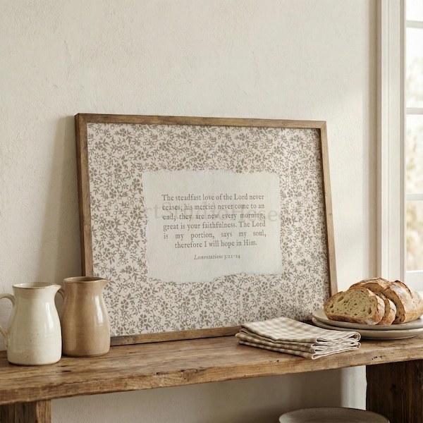 Lamentations 3 Scripture Art Print: Vintage Christian Home Decor PHYSICAL PRINT