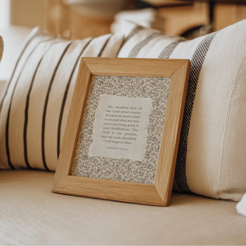 Lamentations 3 Scripture Art Print: Vintage Christian Home Decor (Digital Download image 2