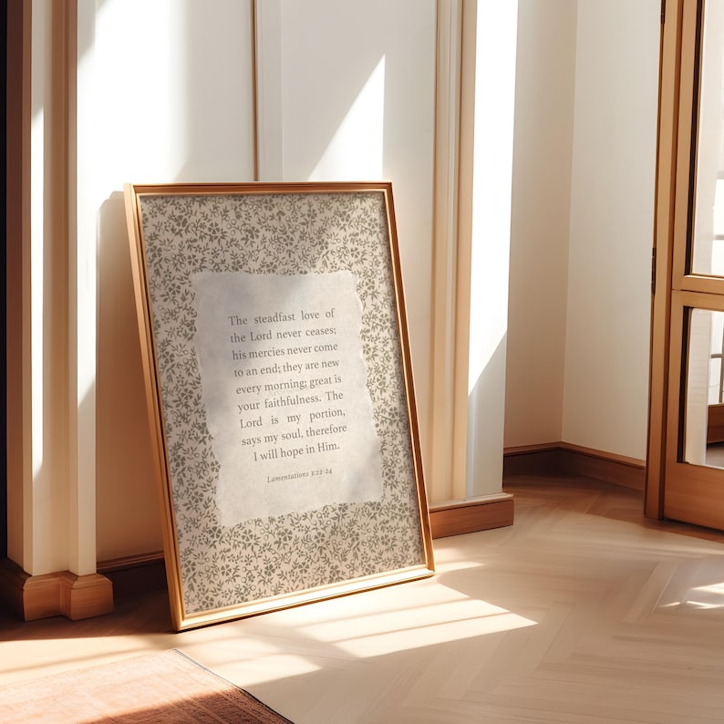 Lamentations 3 Scripture Art Print: Vintage Christian Home Decor (Digital Download image 5