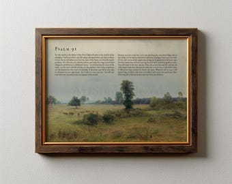 Lámina del Salmo 91 - Arte paisajístico vintage: Decoración cristiana para el hogar (Descarga digital)