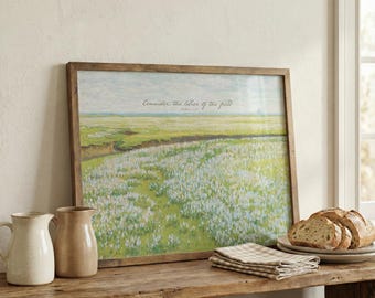 Consider the lilies of the field Vintage Painting Matthew 6:28 Christian Art (Digital Download)