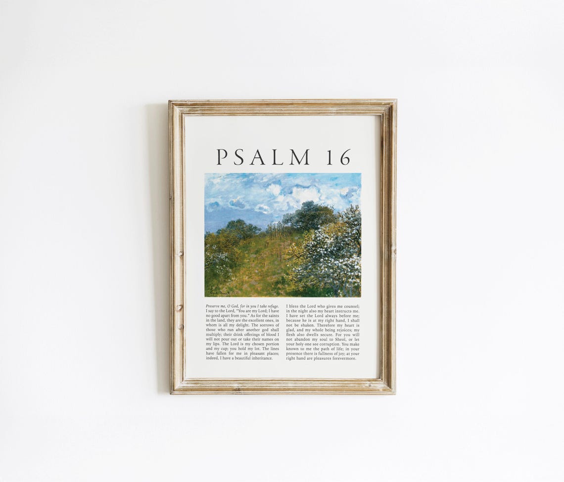 Psalm 16 Vintage Bible Verse Art Print: Christian Home Decor (digital ...