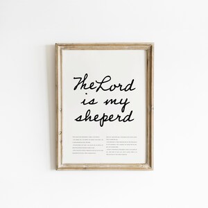 Psalm 23 Wall Art Bible Verse Art Modern Christian Print Decor Typography Scripture Print Christian home art The Lord Is My Shepherd print