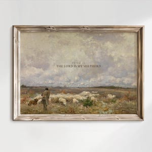 Psalm 23 Vintage Painting: Christian Home Decor Art (Digital Download)