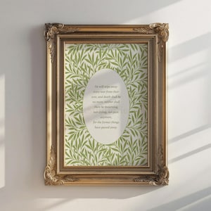 He will wipe away every tear Revelation 21:4 Scriptures Watercolor Botanical print Modern Christian Home Decor Bible Verse Aesthetic Artwork
