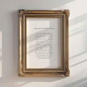 Matthew 7:7-11 Art Ask, and It Will Be Given Modern Christian Home Art Scriptures Prints Biblical Quote Artwork