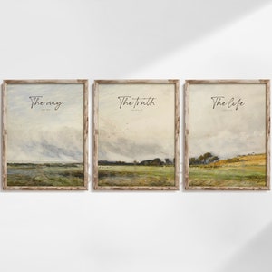 Bible Verse Landscape Art Prints: Christian Farmhouse Decor (Set of 3) (Digital Download)