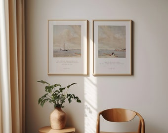 Isaiah 26:3-4 Art The Lord God is the eternal Rock Modern Christian Home Art Decor Vintage Painting Set of 2 Artwork Comforting Bible Verse