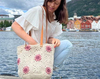 Patrón bolso abuela cuadrados a crochet, bolso crochet, bolso con bolsillos a crochet, patrón bolso crochet, bolso abuela cuadrados forrado Patrón PDF