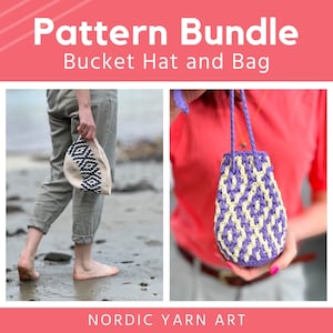 Hat and Bag Crochet Pattern Bundle, Crochet summer hat, Festival crochet, Beginner Crochet Bag, Crochet Reusable Gift Bags, Easy Crochet hat