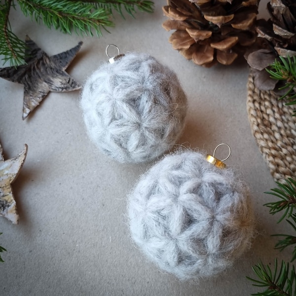 Modèle de crochet de boule de Noël, boules de Noël, ornement de crochet de Noël moderne, cadeau au crochet, décorations de Noël au crochet, modèle PDF