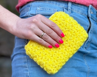 Small crochet clutch pattern, summer crochet bag with zipper, small crochet handbag pattern, crochet flower bag, mini boho bag, PDF pattern