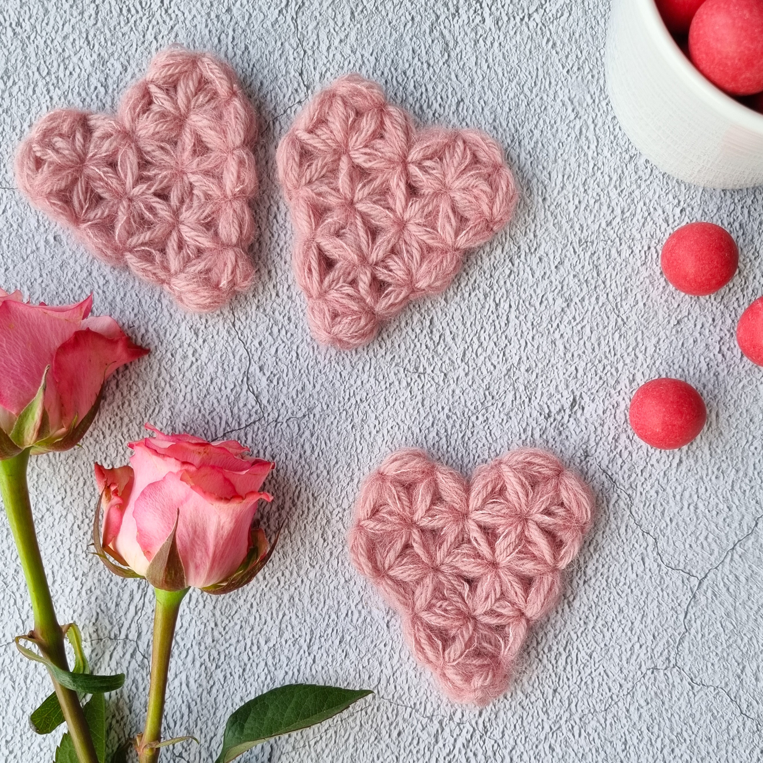 Crochet Heart PDF Pattern – Jasmine Stitch Heart Ornament