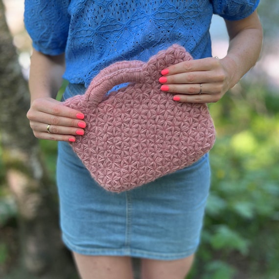 Petit Sac à Main En Crochet Fait Main Yumisan Collection - Couleur Beige, Laine, Neuf Sans étiquettes