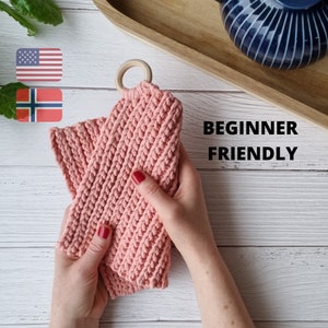 Farmhouse Crochet Pot Holder pattern, Easy Modern Trivet, Boho Home Decor Pattern, Crochet Hot Pad, DIV Oven Mitt Hanging Dishcloth Pattern