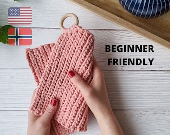 Farmhouse Crochet Pot Holder pattern, Easy Modern Trivet, Boho Home Decor Pattern, Crochet Hot Pad, DIV Oven Mitt Hanging Dishcloth Pattern