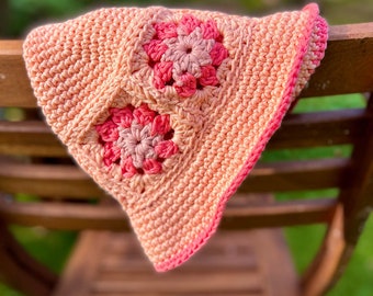 Granny Square Crochet Bucket Hat Pattern, Easy Summer Hat, Beginner friendly, English + Norsk PDF Pattern