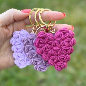 Crochet Heart PDF Pattern – Jasmine Stitch Heart Ornament & Keychain | with Video Tutorial