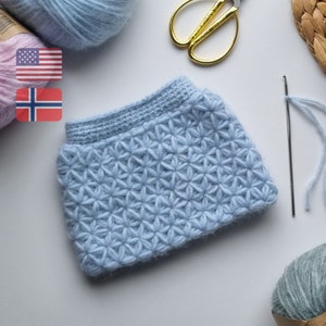 Crochet skirt for babies, modern crochet skirt for girs, Jasmine Skirt, Jasmine stitch crochet pattern, English and Norwegian PDF pattern