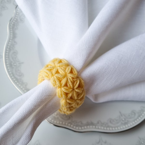 Crochet Napkin Ring Pattern, Napkin Serviette Ring, Crochet Table Decor, Summer Home Decor, Crochet PDF Pattern, Jasmine Stitch Tutorial