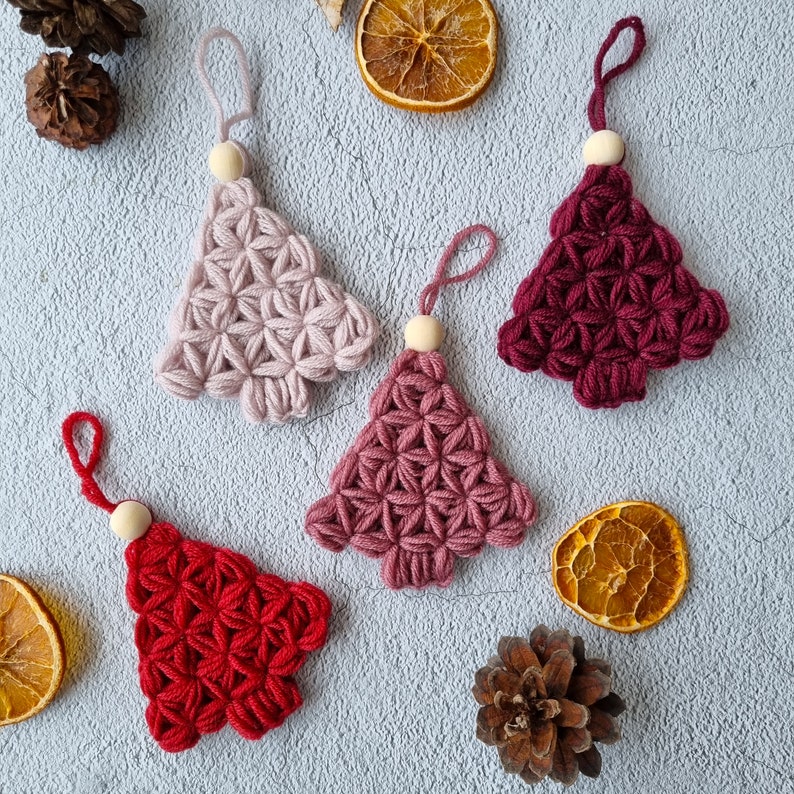 Christmas Tree Ornament Crochet Pattern, Christmas tree crochet pattern set 2 sizes, Home decor holiday gift, Winter crochet PDF patterns image 2