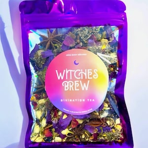 Witches Brew Divination Tea • ORGANIC Herb Blend • Tea for Tarot • Blue Lotus • Mugwort • Damiana Leaf • Butterfly Pea Flower • Rose Petals