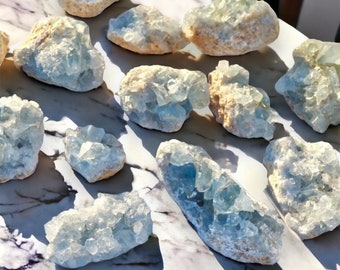Blue Celestite | Celestite Crystal Cluster | Natural Blue Celestite | Raw Celestite Geode | Healing Crystals | Crystals
